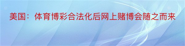 美国：体育博彩合法化后网上赌博会随之而来