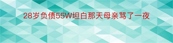 28岁负债55W坦白那天母亲骂了一夜