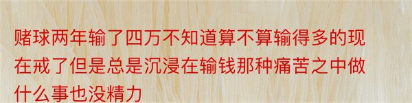 赌球两年输了四万不知道算不算输得多的现在戒了但是总是沉浸在输钱那种痛苦之中做什么事也没精力