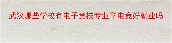 武汉哪些学校有电子竞技专业学电竞好就业吗