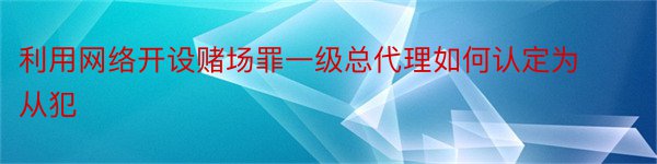 利用网络开设赌场罪一级总代理如何认定为从犯