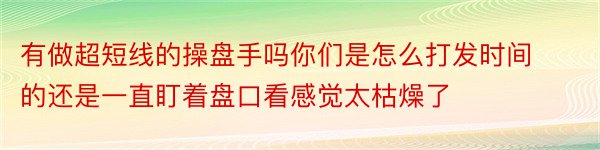 有做超短线的操盘手吗你们是怎么打发时间的还是一直盯着盘口看感觉太枯燥了