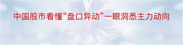 中国股市看懂“盘口异动”一眼洞悉主力动向