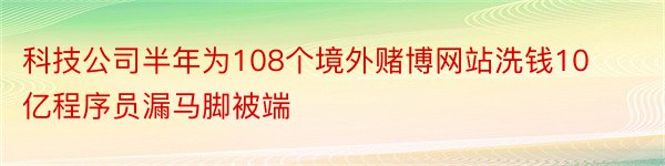 科技公司半年为108个境外赌博网站洗钱10亿程序员漏马脚被端