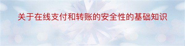 关于在线支付和转账的安全性的基础知识